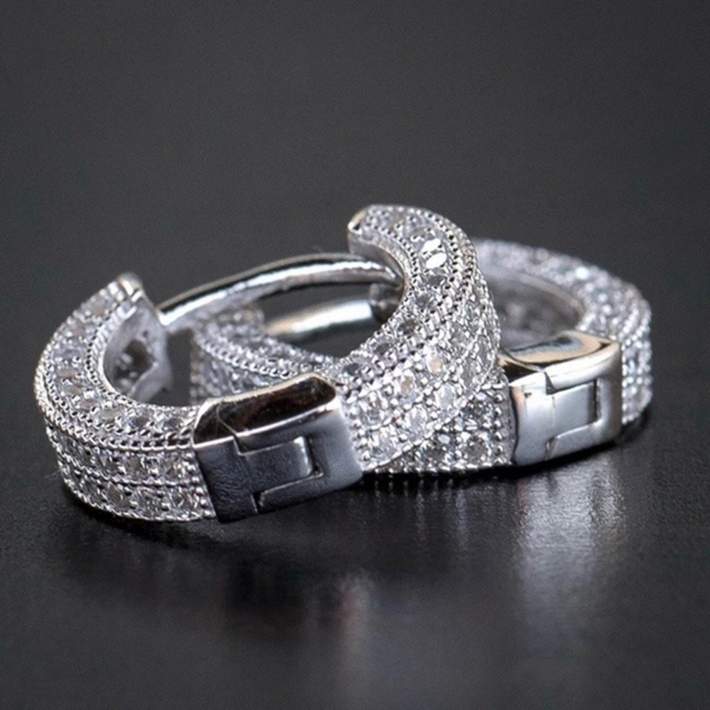Silver tone micro paved CZ stud earrings